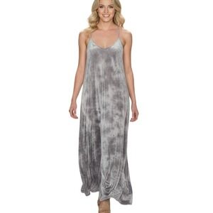 Aerie Dress Womens Medium Gray Tie Dye Maxi Tank‎ Strappy Flowy Boho Casual Y2K